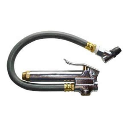 Interstate Pneumatics Medium Duty Inflator 10-90 PSI w/ 12 Inch Red Rubber Hose Whipend & Angle-In Tapered TF3135